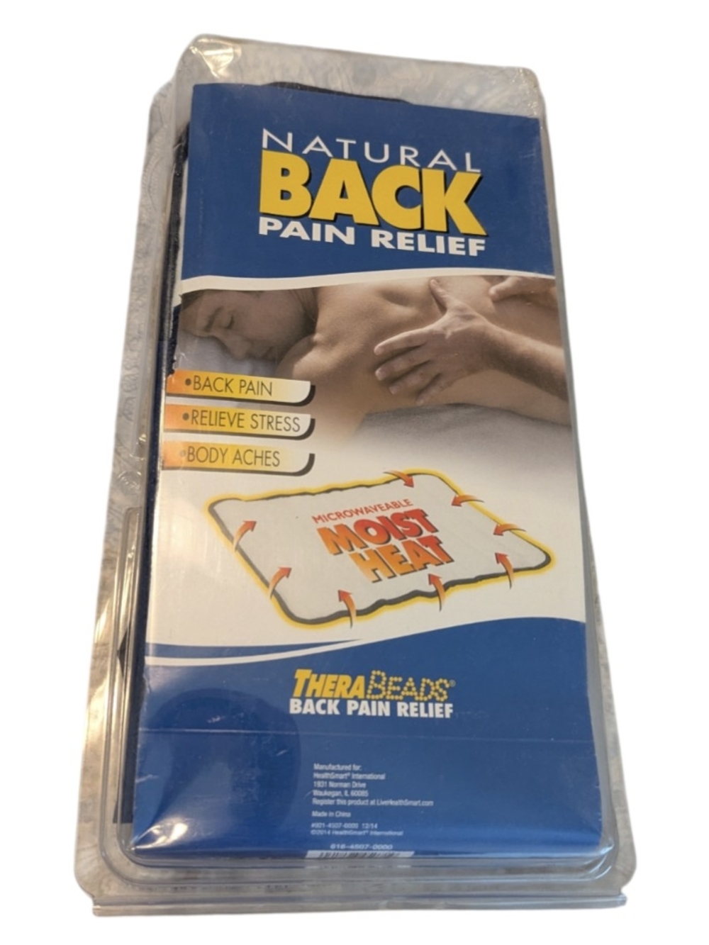 NWT TheraBeads Natural Back Pain Relief Moist Heating Pad & Cover 16"x12"